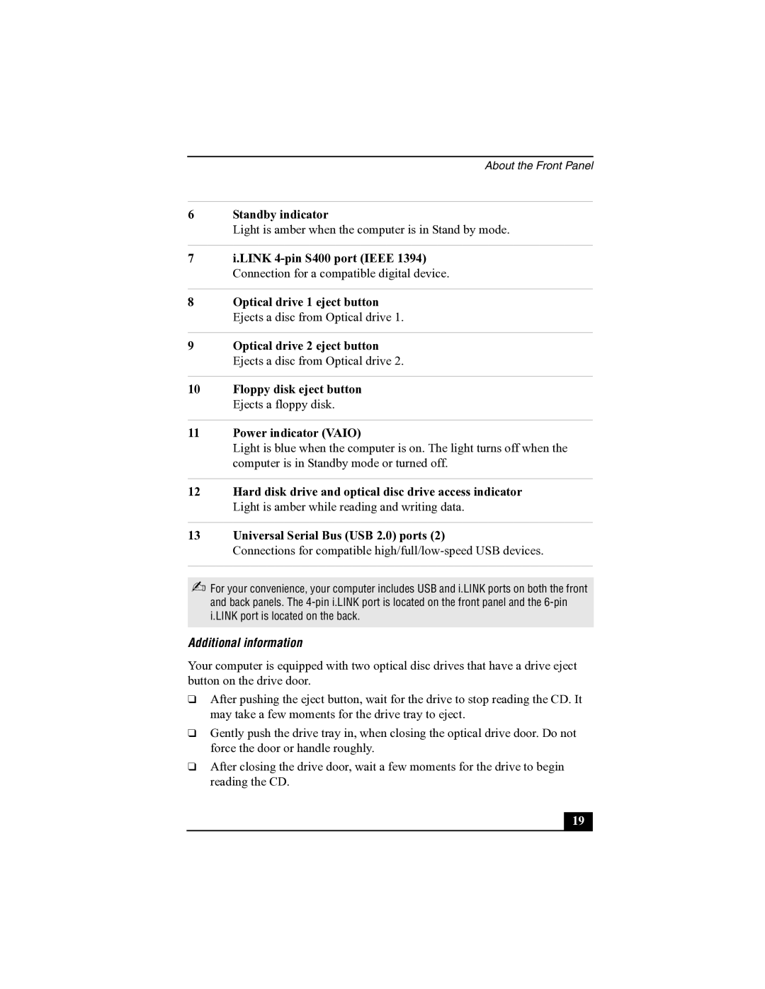 Sony PCV-RS300 quick start Connections for compatible high/full/low-speed USB devices, Additional information 