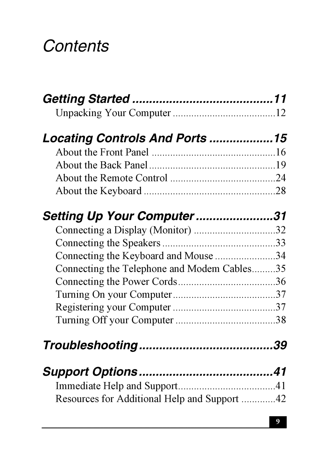 Sony PCV-RS400 quick start Contents 