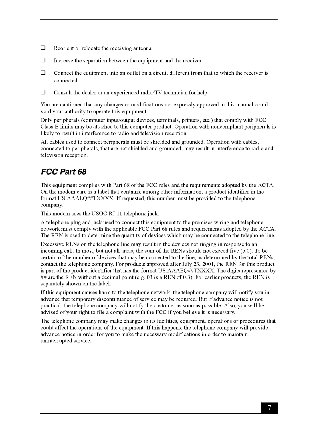 Sony PCV-RS600 quick start FCC Part 