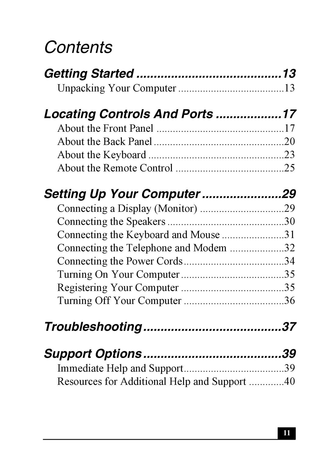 Sony PCV-RS710 quick start Contents 