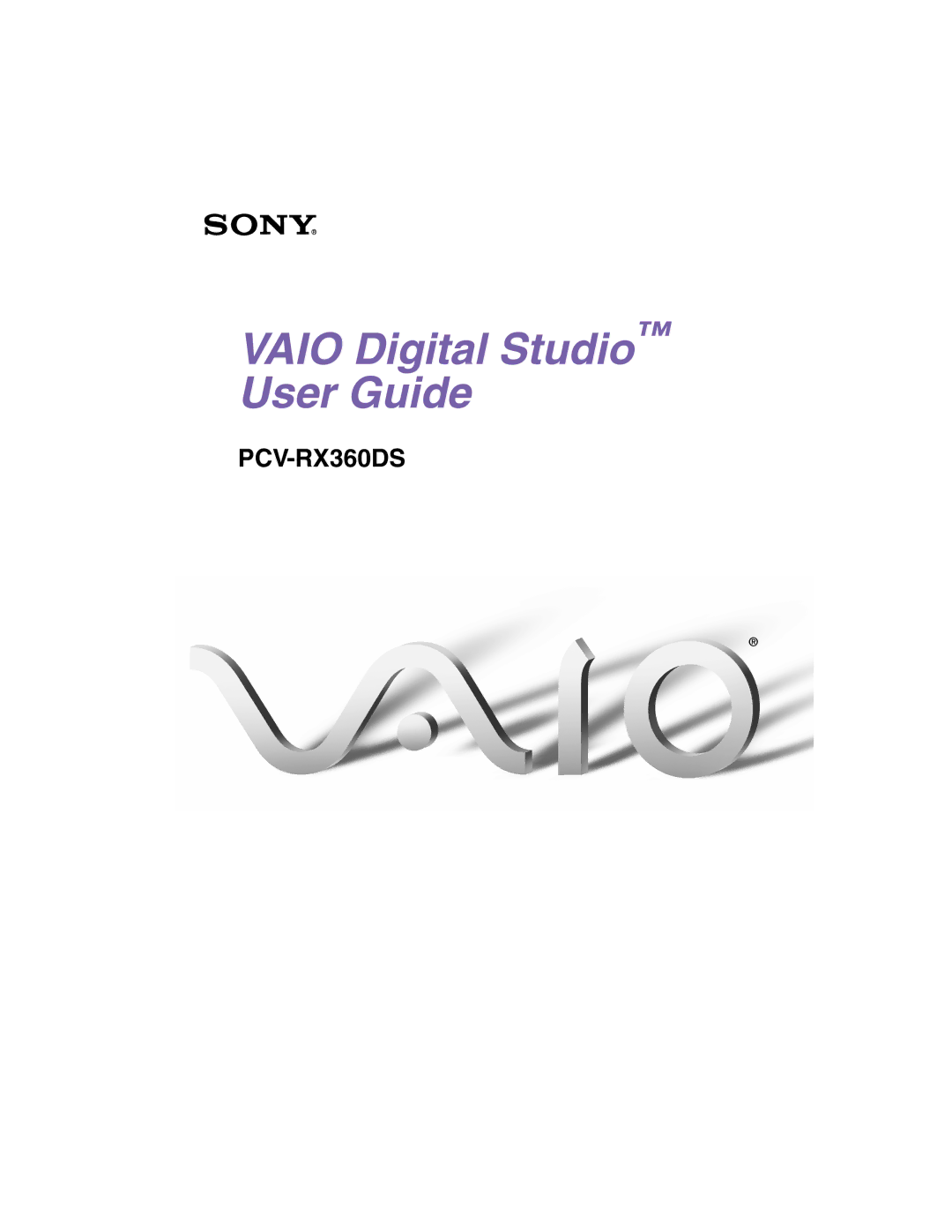 Sony PCV-RX360DS manual Vaio Digital Studio User Guide 