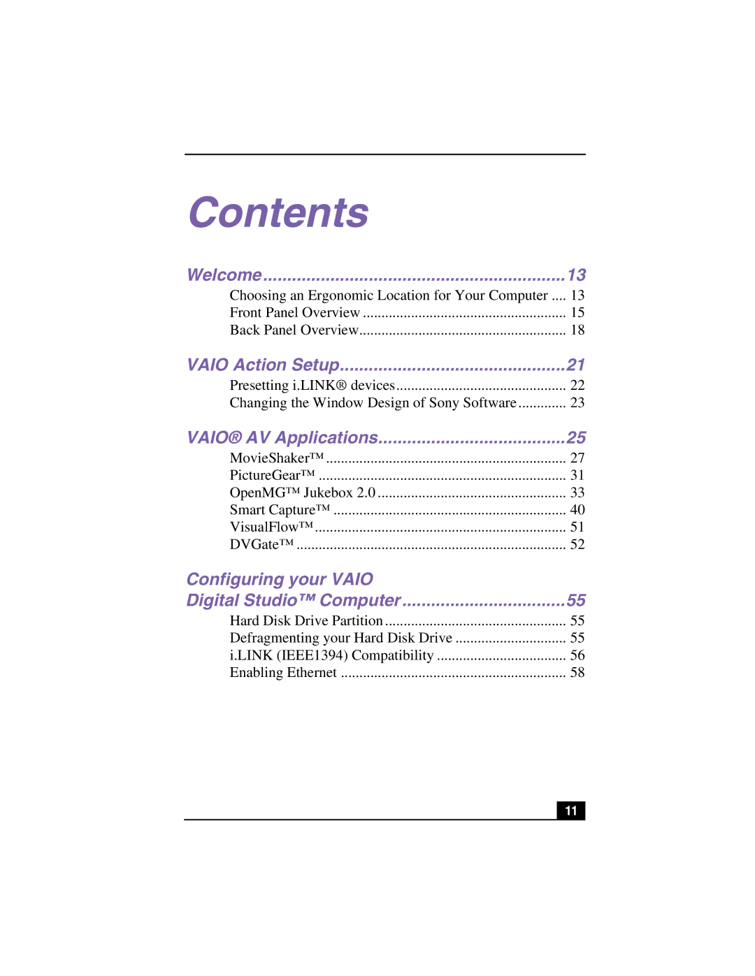 Sony PCV-RX360DS manual Contents 