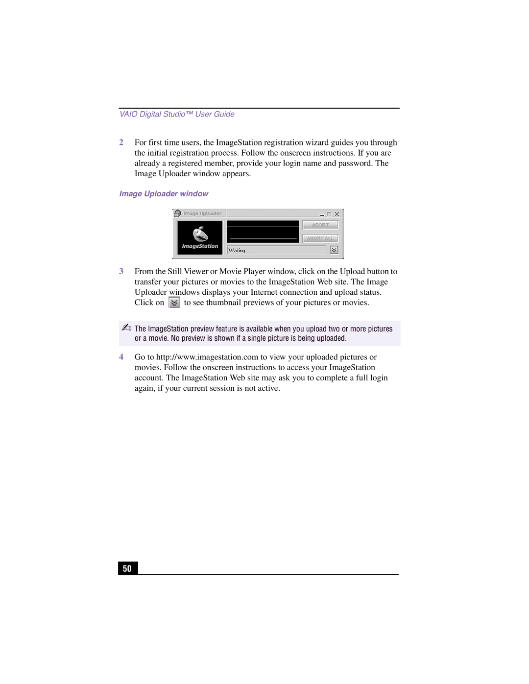 Sony PCV-RX360DS manual Image Uploader window 