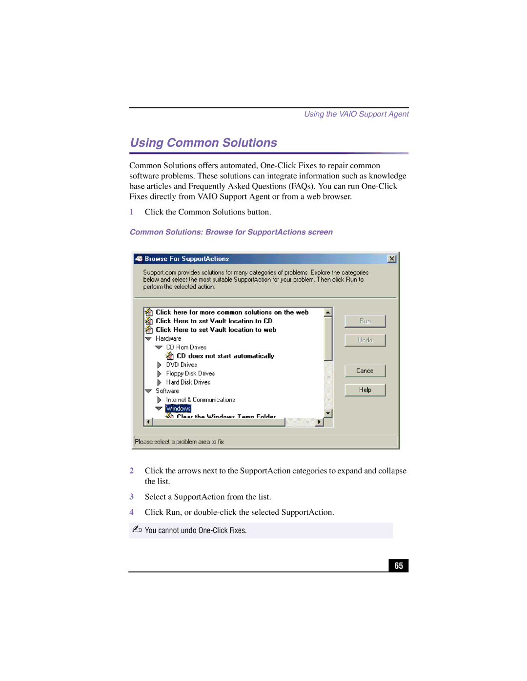 Sony PCV-RX360DS manual Using Common Solutions 