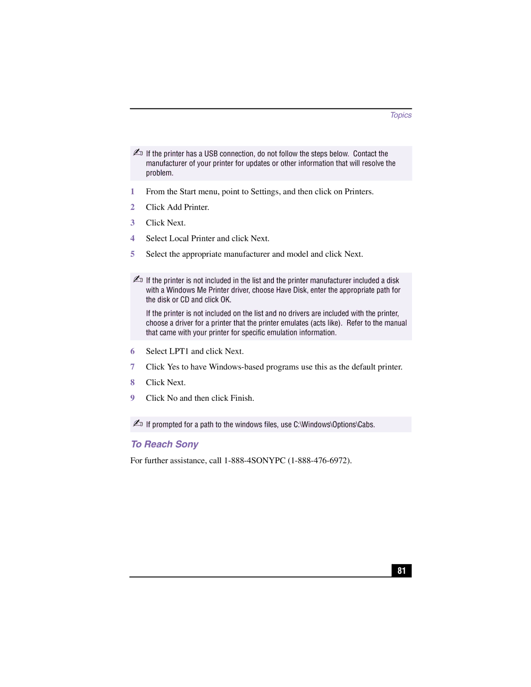 Sony PCV-RX360DS manual To Reach Sony 