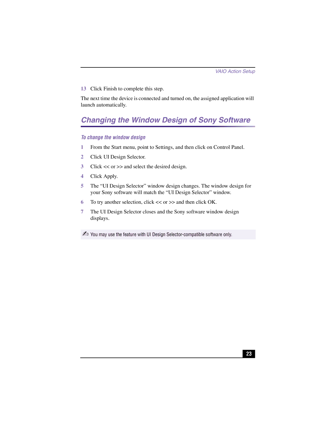 Sony PCV-RX380DS, PCV-RX370DS manual Changing the Window Design of Sony Software, To change the window design 