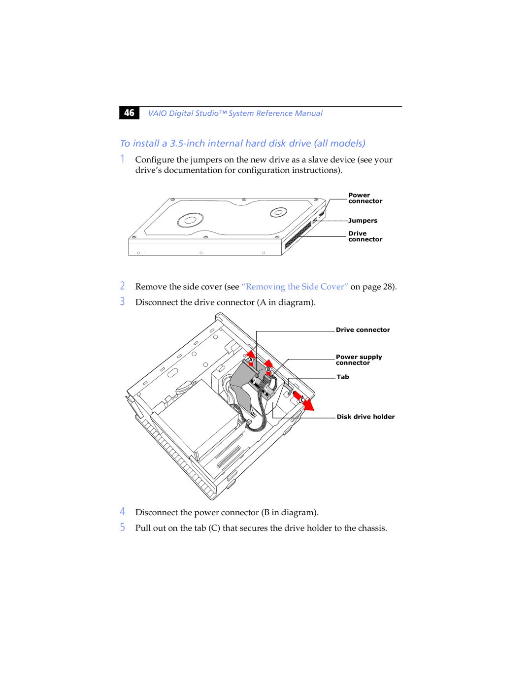 Sony PCV-RX462DS, PCV-RX490TV, PCV-RX470DS, PCV-RX480DS manual To install a 3.5-inch internal hard disk drive all models 