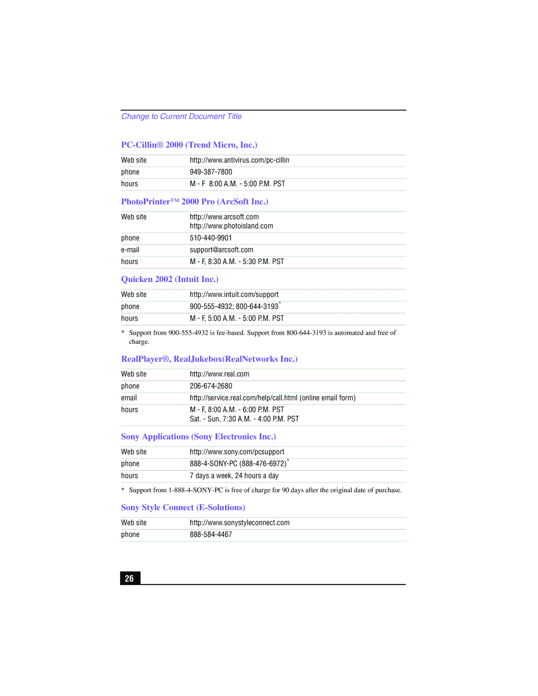 Sony PCV-RX540 manual PC-Cillin 2000 Trend Micro, Inc 