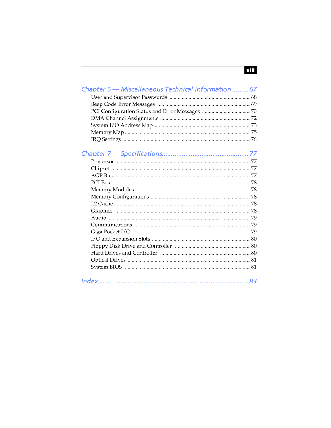 Sony PCV-RXP-RZP manual Specifications, Index 