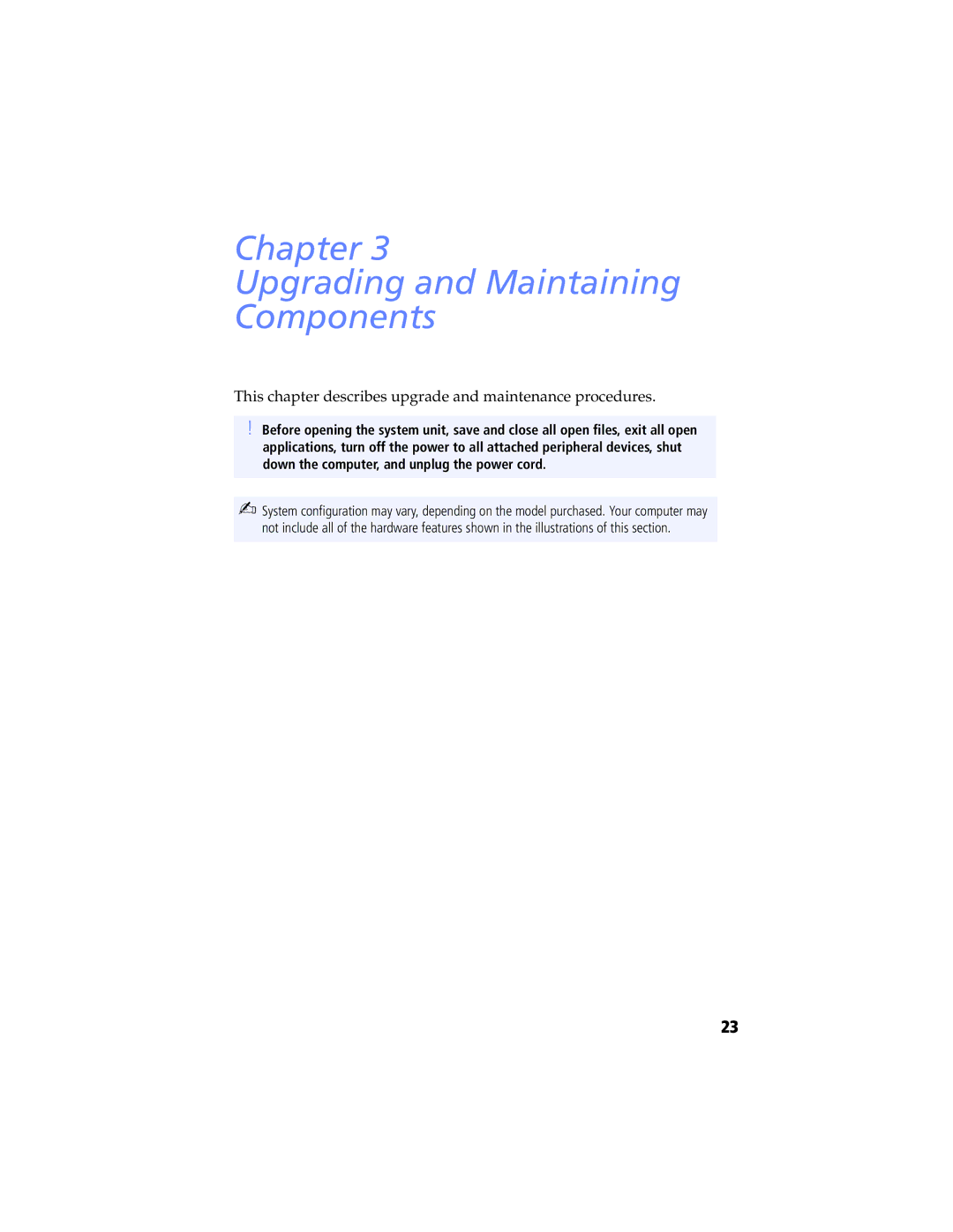 Sony PCV-RXP-RZP manual Chapter Upgrading and Maintaining Components 