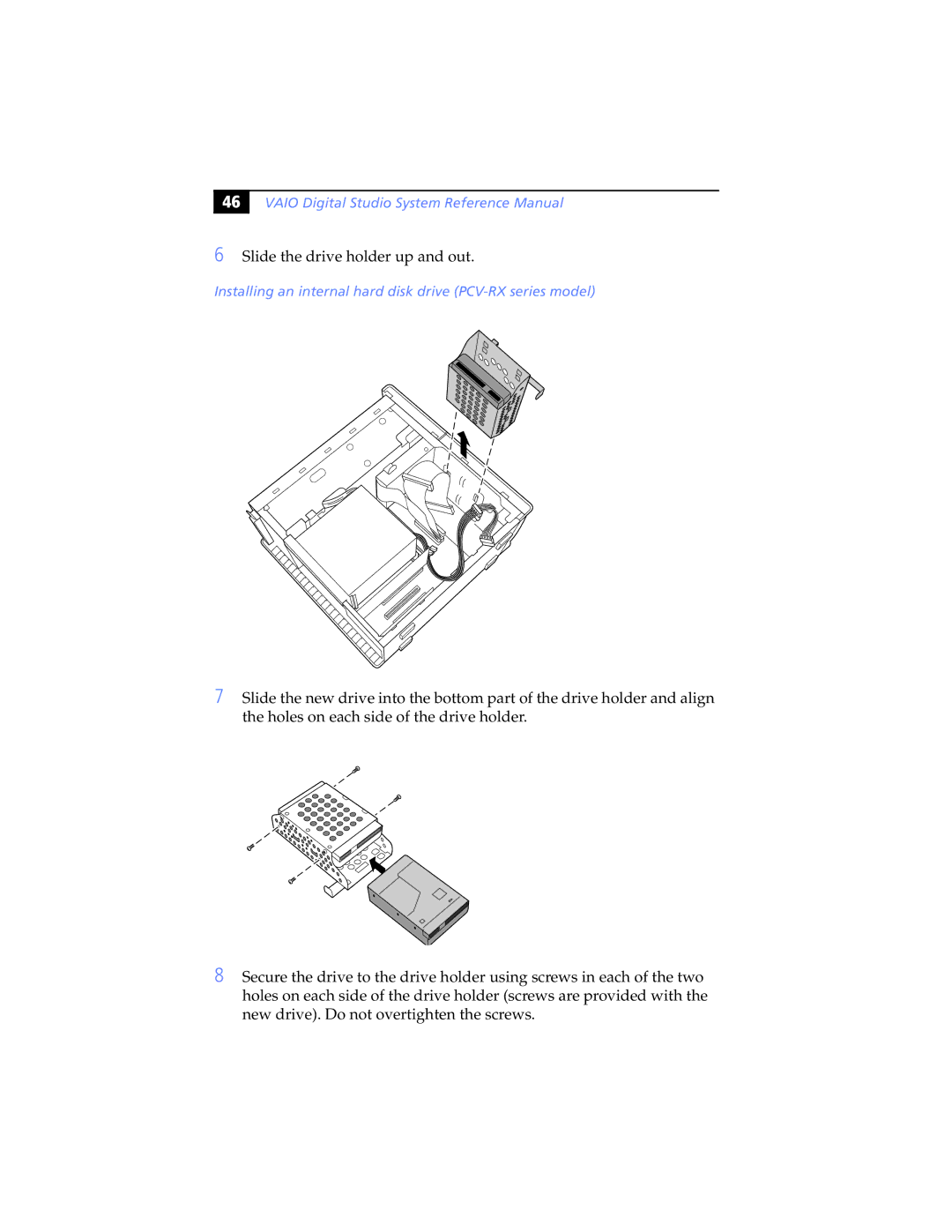 Sony PCV-RXP-RZP manual Installing an internal hard disk drive PCV-RX series model 