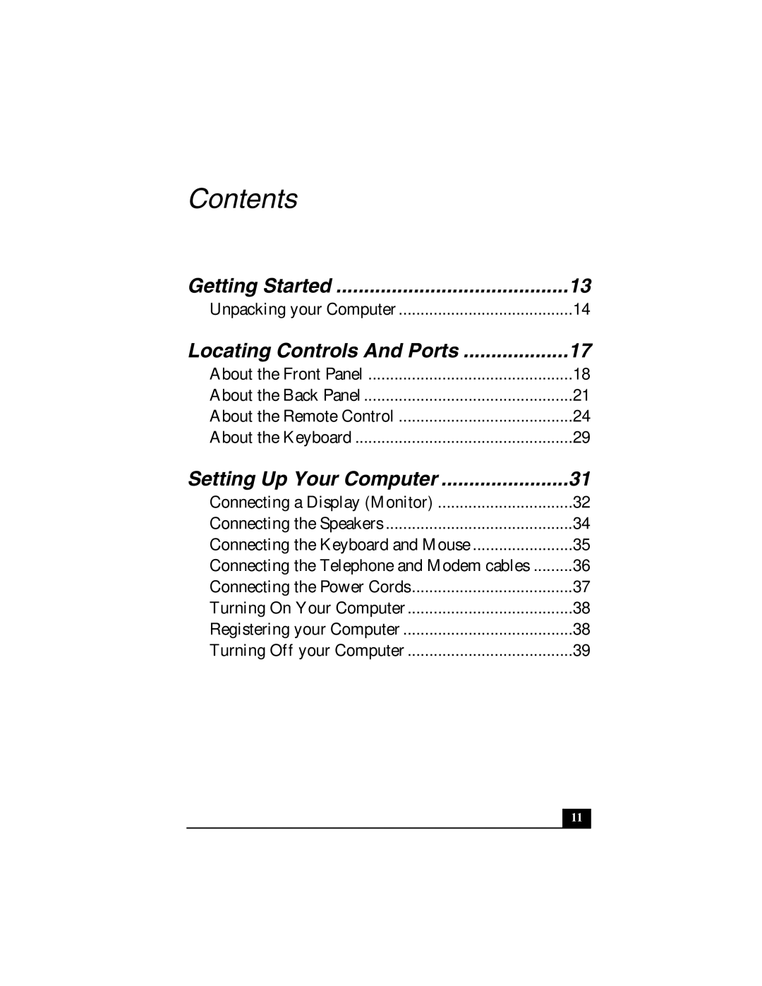 Sony PCV-RZ30 quick start Contents 