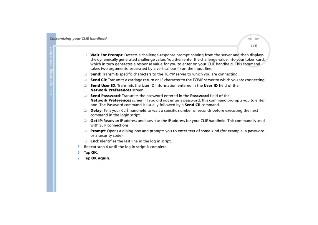 Sony PEG-N770C/E manual Network Preferences screen, Tap OK again 