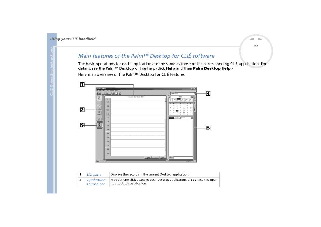 Sony PEG-N770C/E manual Main features of the Palm Desktop for Clié software 