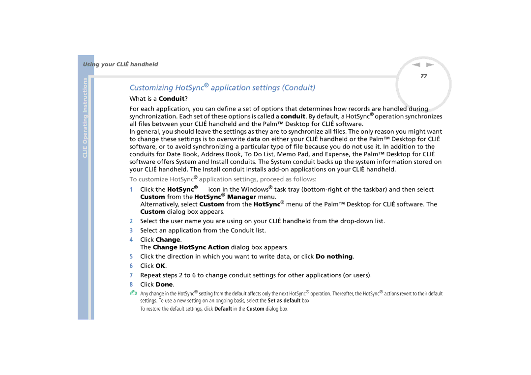 Sony PEG-N770C/E manual Customizing HotSync application settings Conduit, What is a Conduit? 