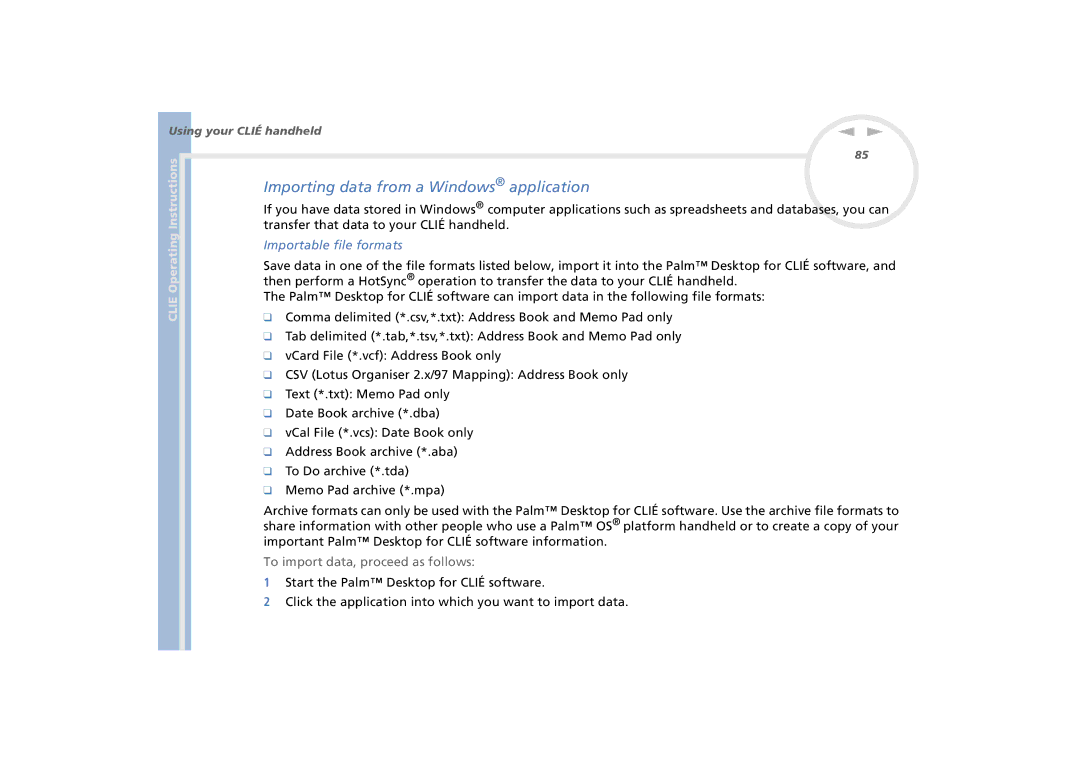 Sony PEG-N770C/E manual Importing data from a Windows application, Transfer that data to your Clié handheld 