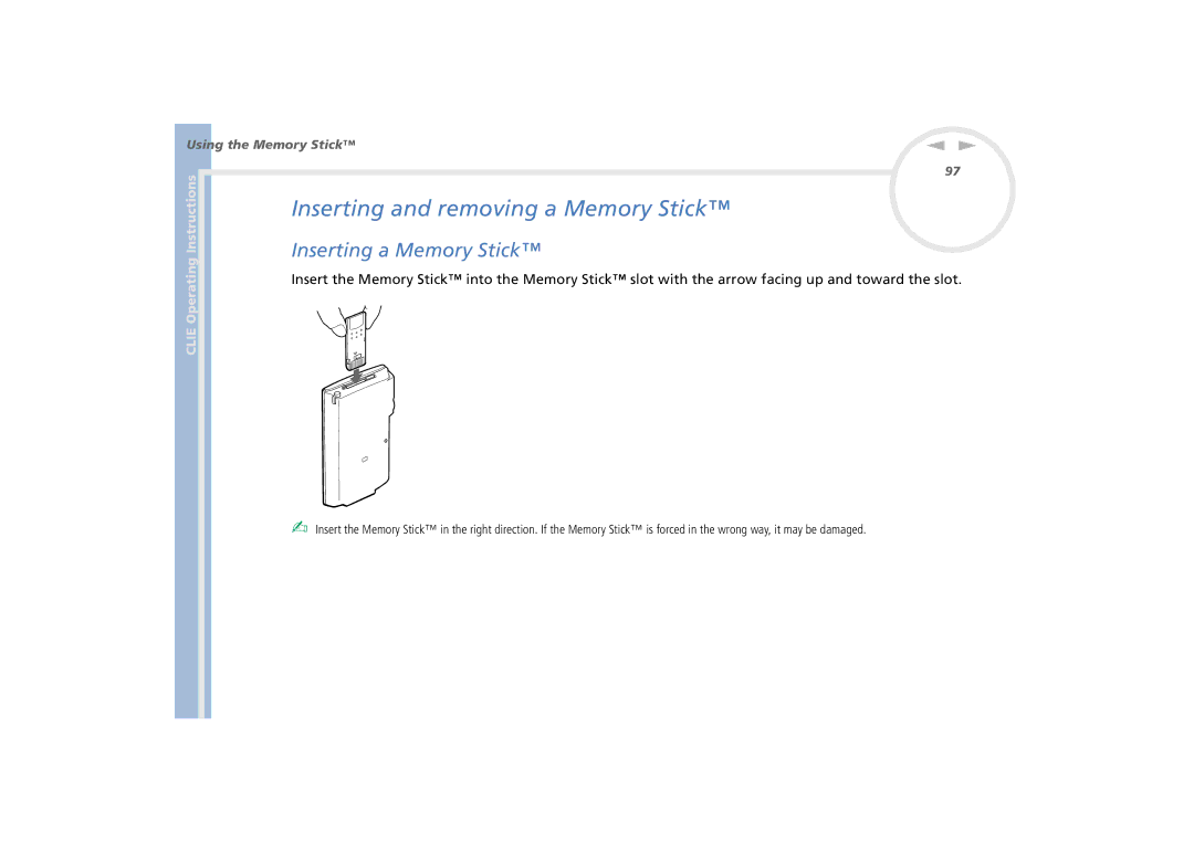 Sony PEG-N770C/E manual Inserting and removing a Memory Stick 