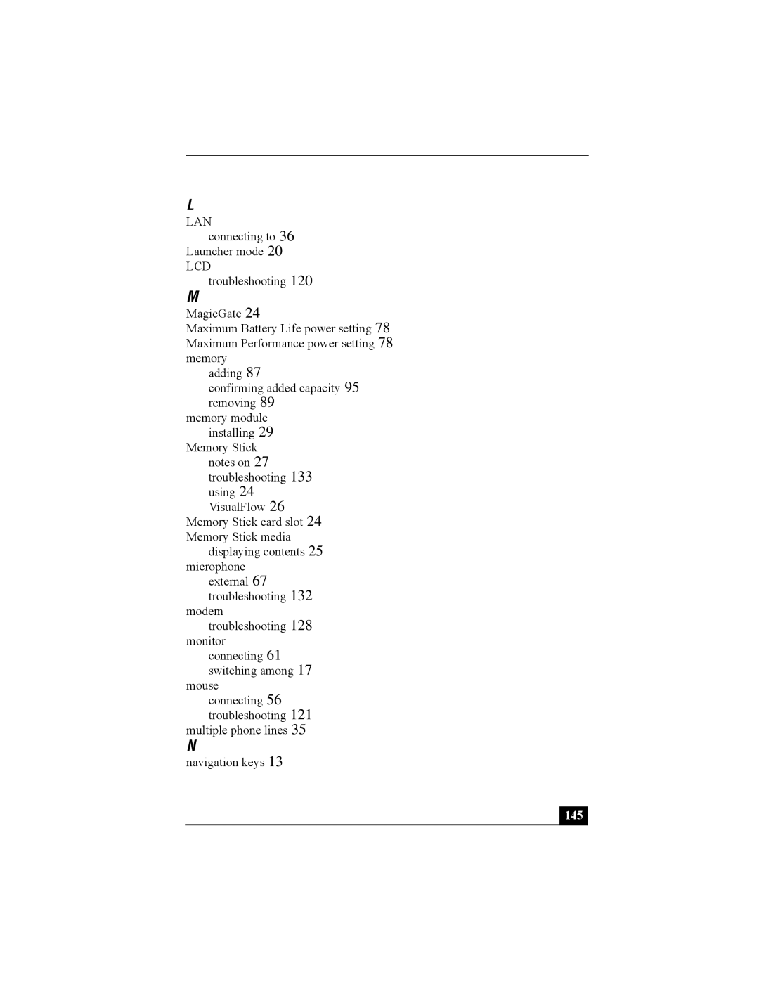 Sony Personal Computer manual Lan, 145 