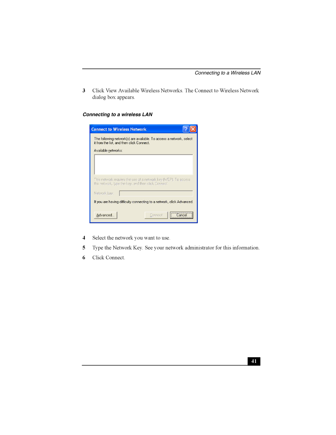 Sony Personal Computer manual Connecting to a wireless LAN 