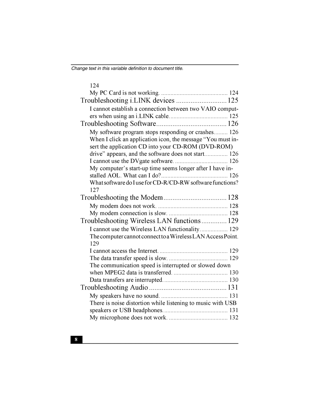 Sony Personal Computer manual 125 