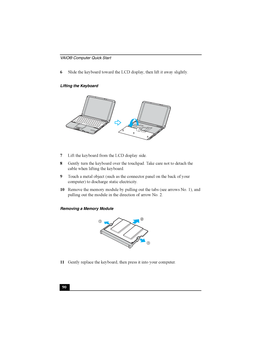 Sony Personal Computer manual Lifting the Keyboard 