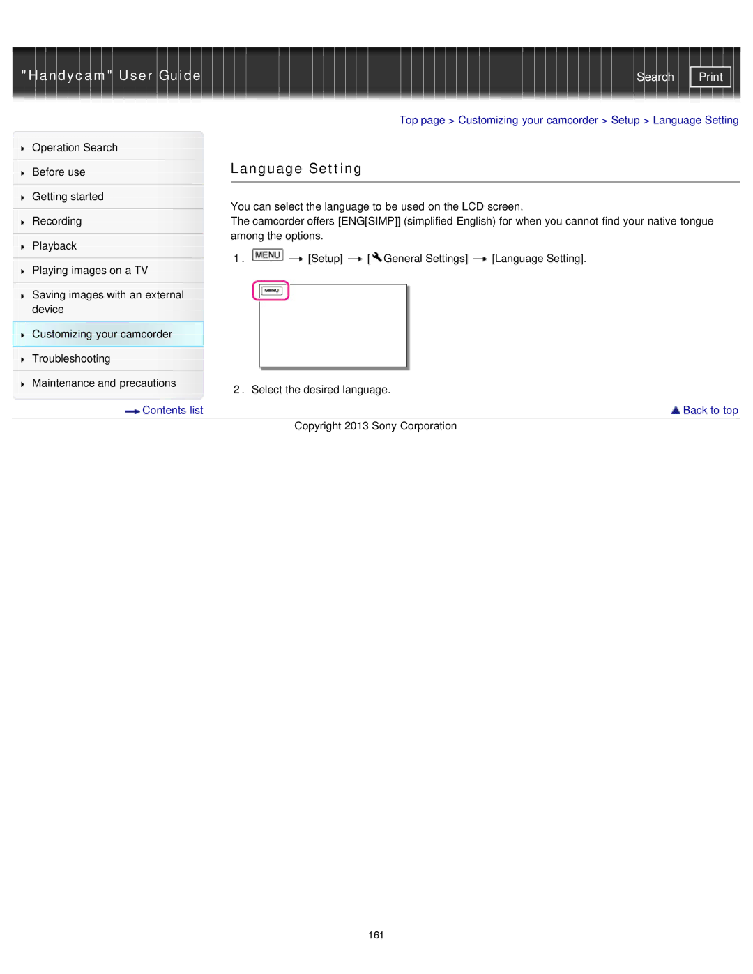 Sony PJ390E, PJ230E, PJ380E, PJ320E manual Language Setting 