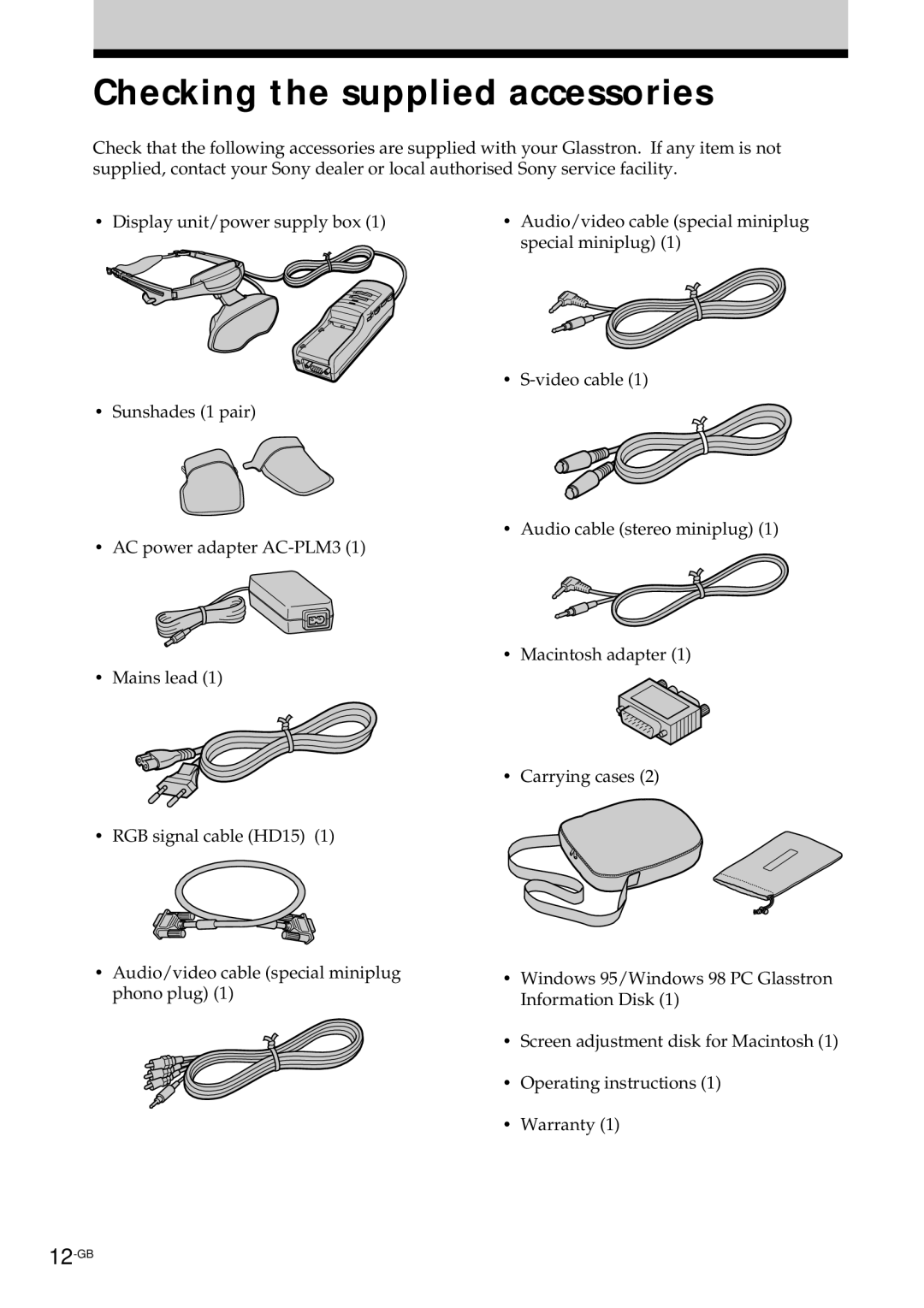 Sony PLM-S700E instruction manual Checking the supplied accessories 