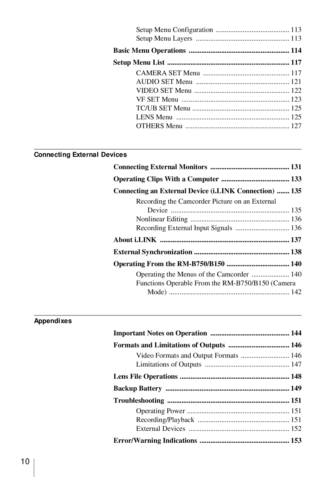 Sony PMW-EX3 manual Troubleshooting, Connecting External Devices 