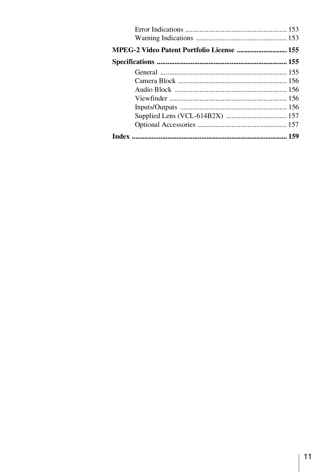 Sony PMW-EX3 manual MPEG-2 Video Patent Portfolio License 155 