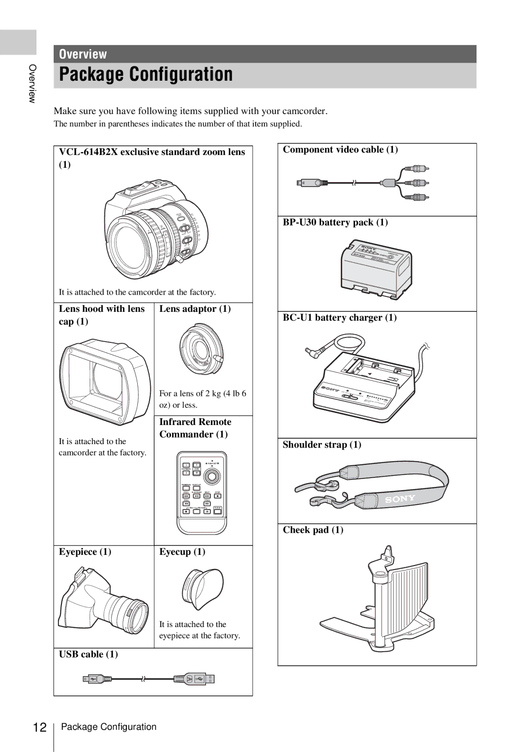 Sony PMW-EX3 manual Package Configuration 