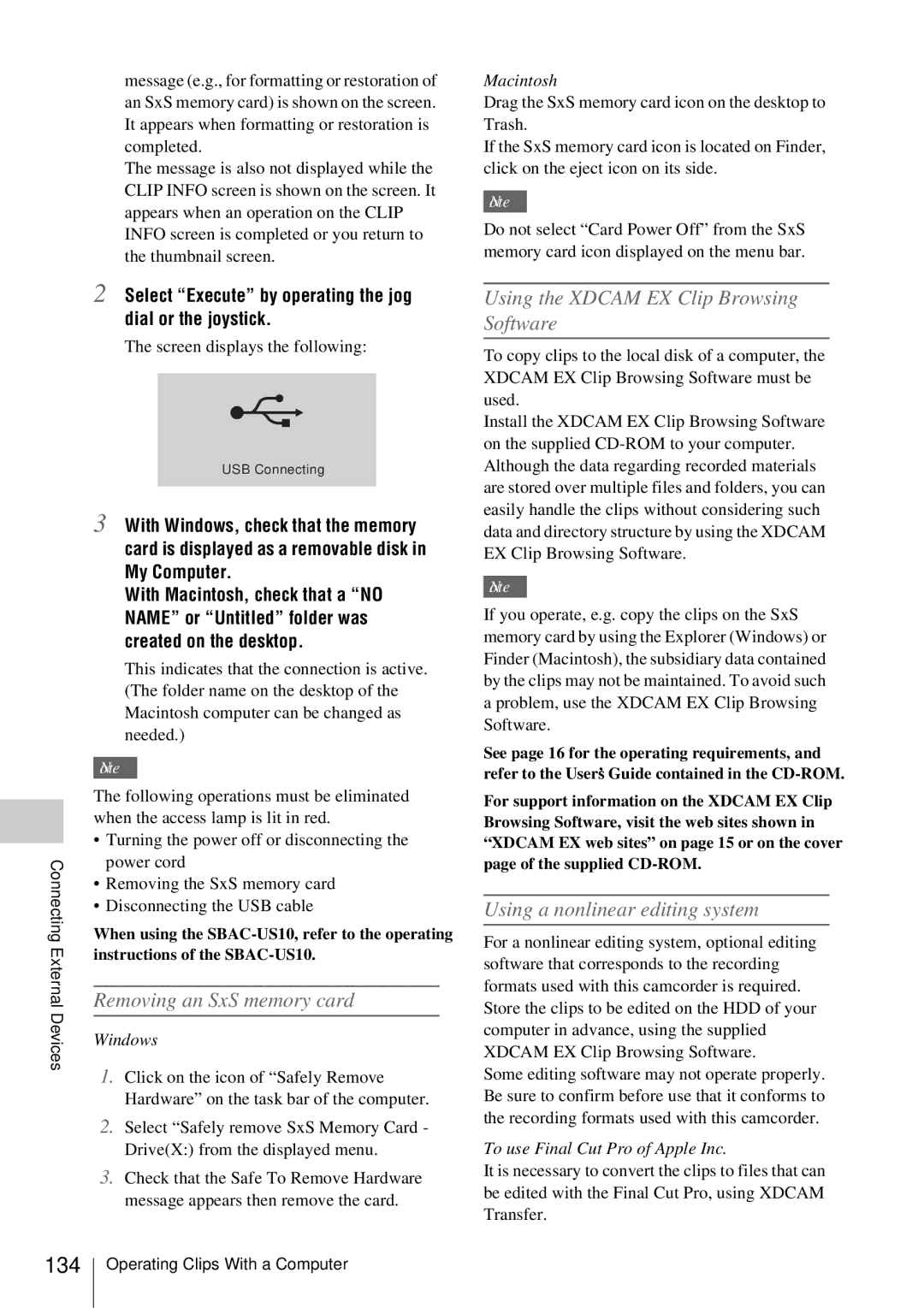 Sony PMW-EX3 manual Using a nonlinear editing system, Select Execute by operating the jog dial or the joystick, Macintosh 