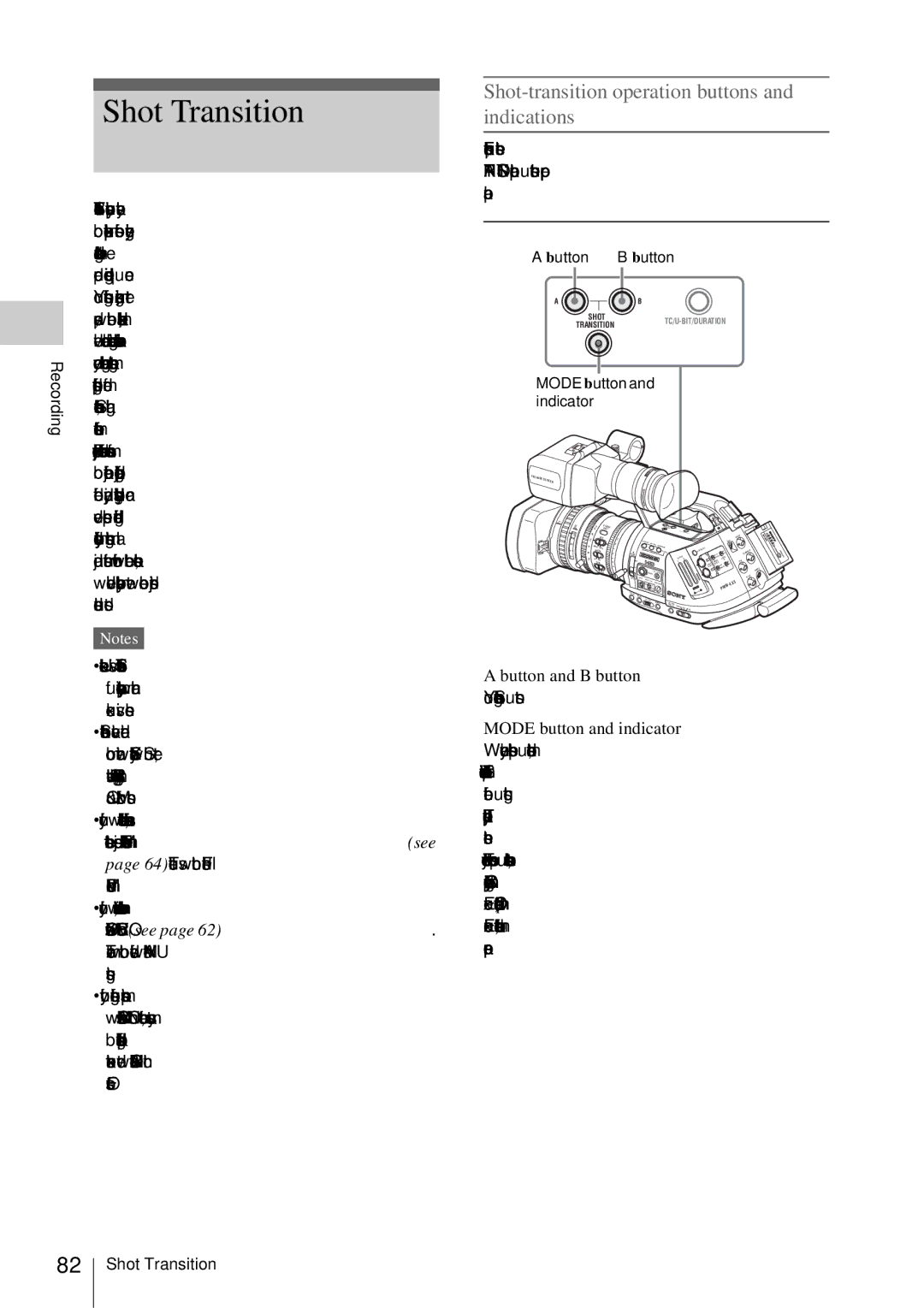 Sony PMW-EX3 manual Shot Transition, Shot-transition operation buttons and indications, Button and B button 