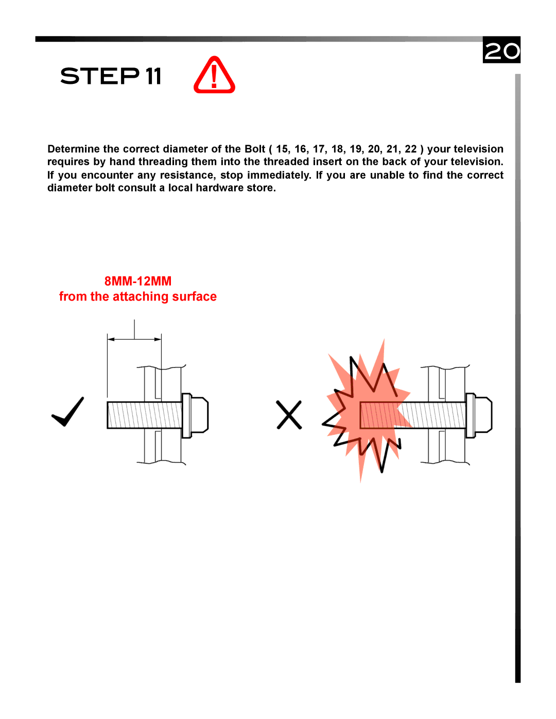 Sony PROFORMA60 manual 8MM-12MM From the attaching surface 