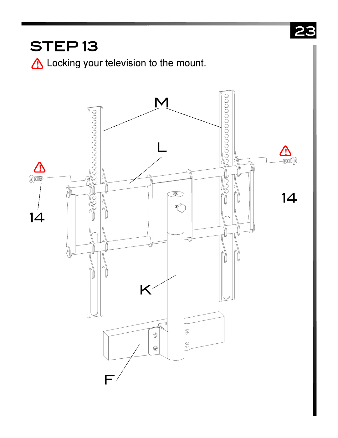 Sony PROFORMA60 manual ! Locking your television to the mount 