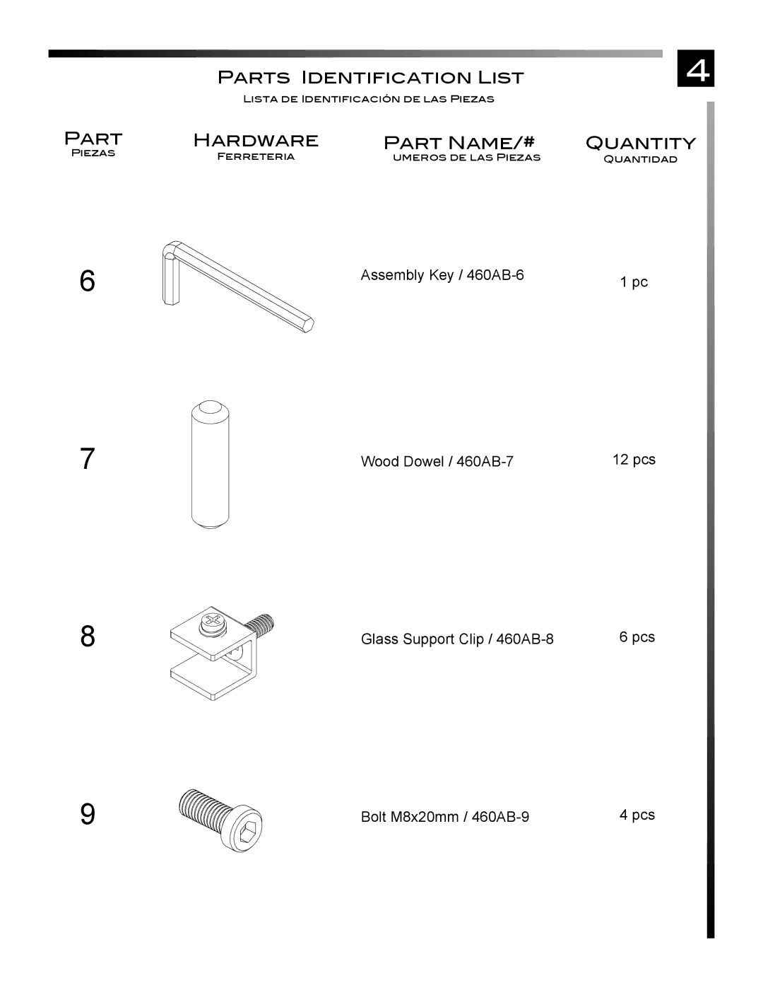 Sony PROFORMA60 manual Part Hardware Part Name/# 