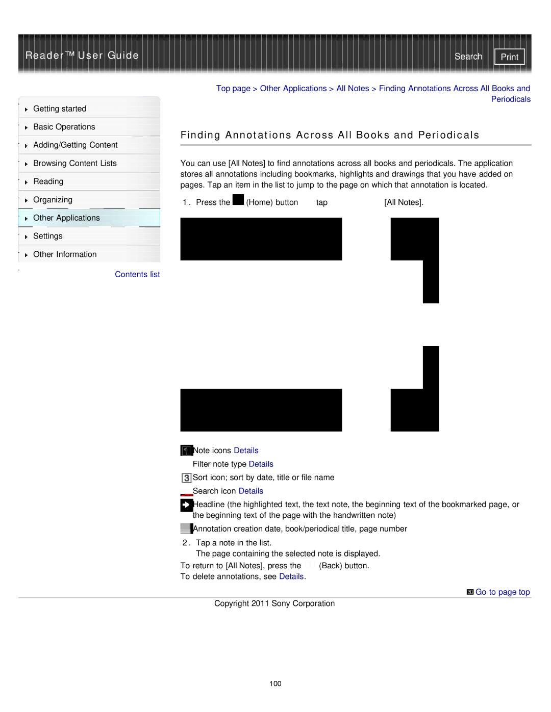 Sony PRS-T1RC, PRS-T1WC manual Finding Annotations Across All Books and Periodicals 