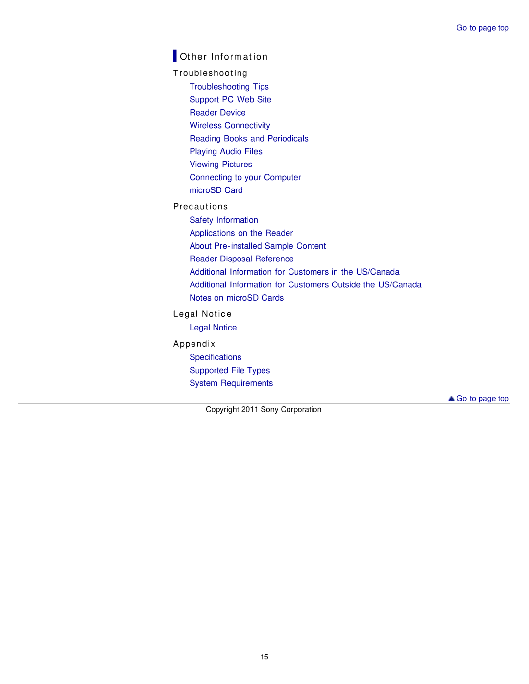 Sony PRS-T1RC, PRS-T1WC manual Other Information, Troubleshooting, Precautions, Legal Notice, Appendix 