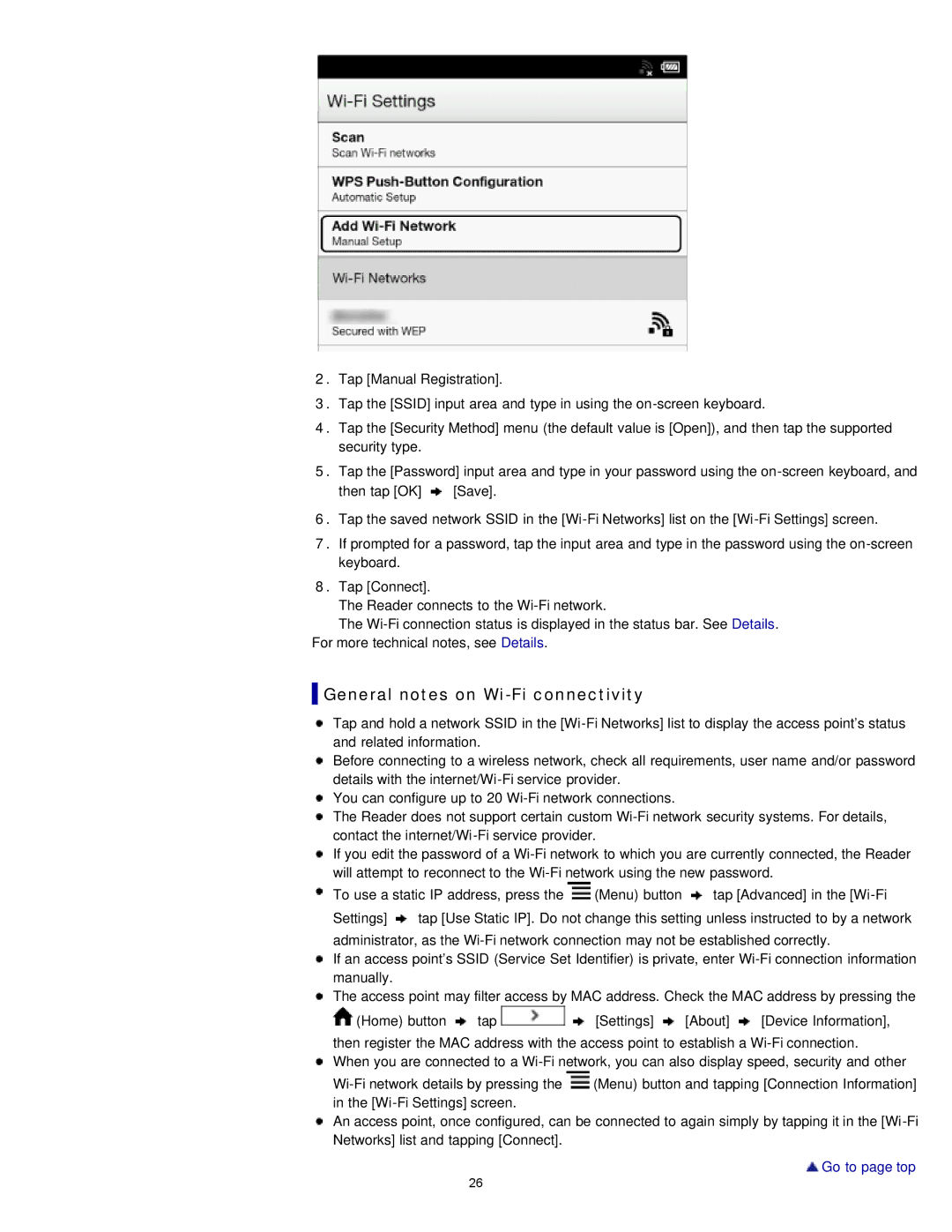 Sony PRS-T1WC, PRS-T1RC manual General notes on Wi-Fi connectivity 