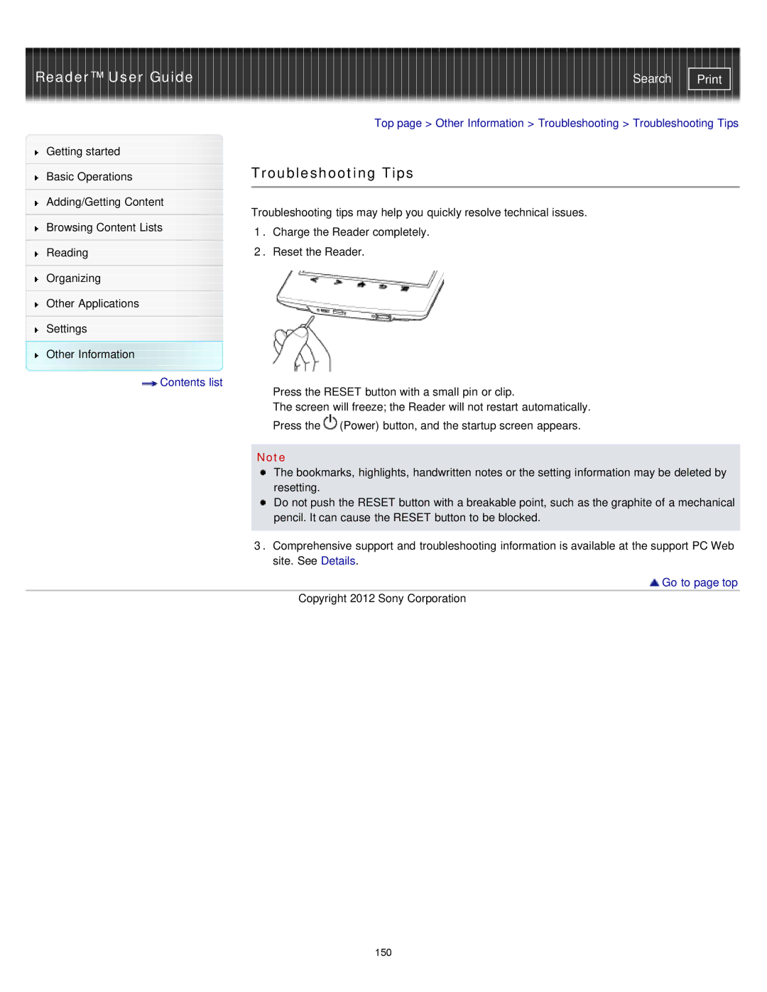 Sony PRST2WC, PRST2BC, PRS-T2 manual Troubleshooting Tips 