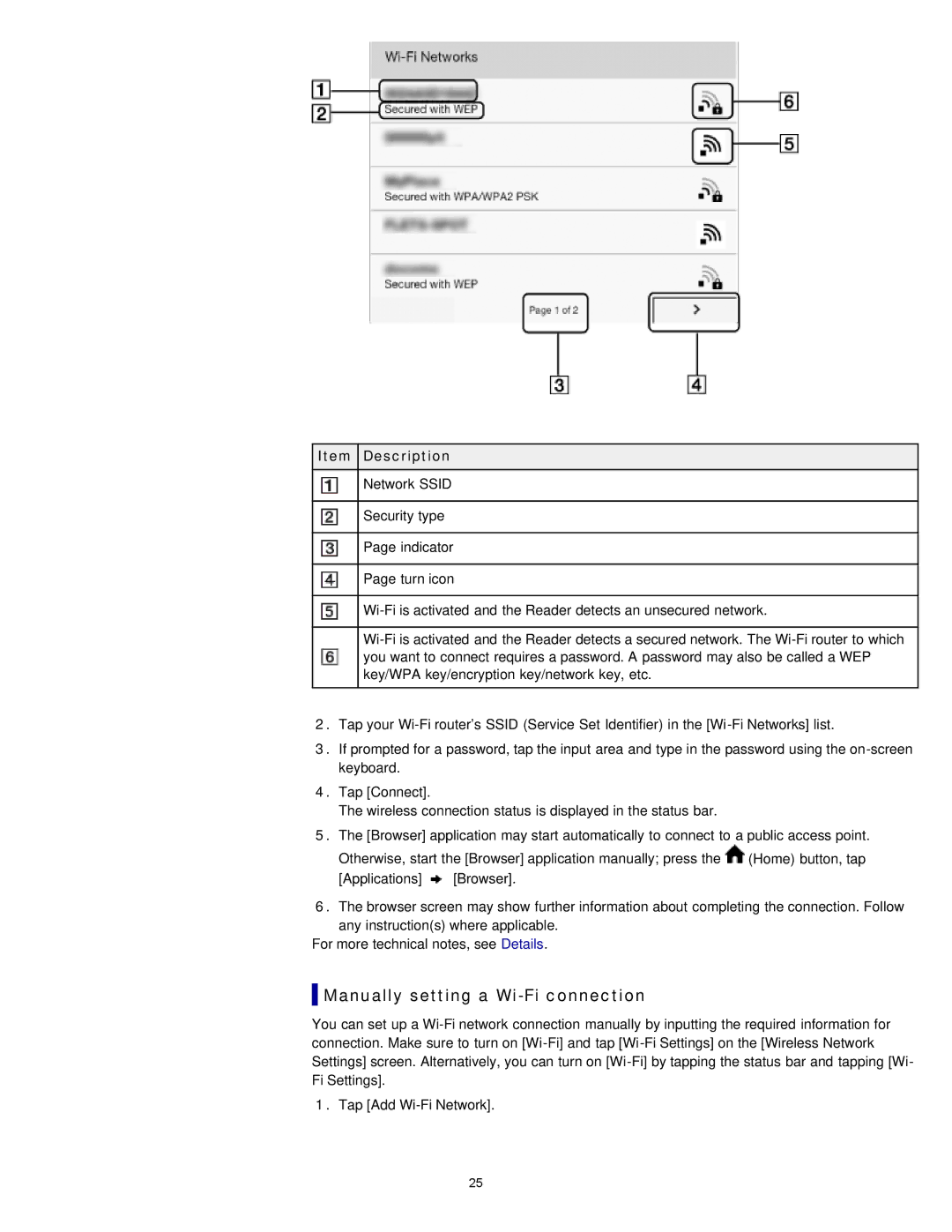 Sony PRST2BC, PRST2WC, PRS-T2 manual Manually setting a Wi-Fi connection 