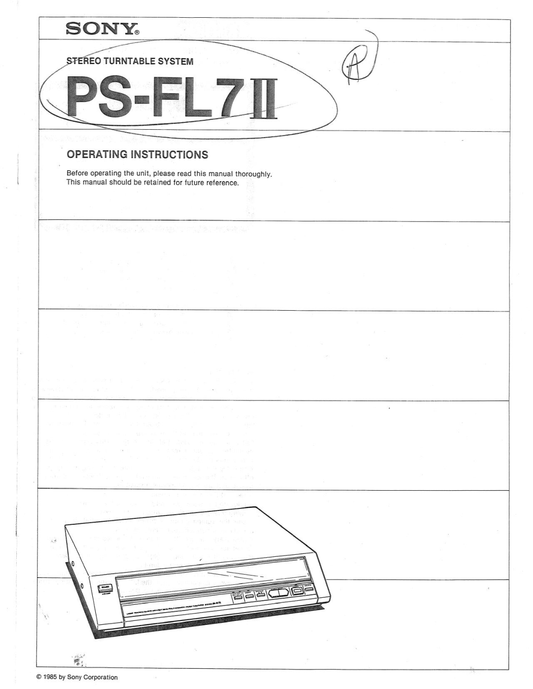 Sony PS-FL7 II manual 