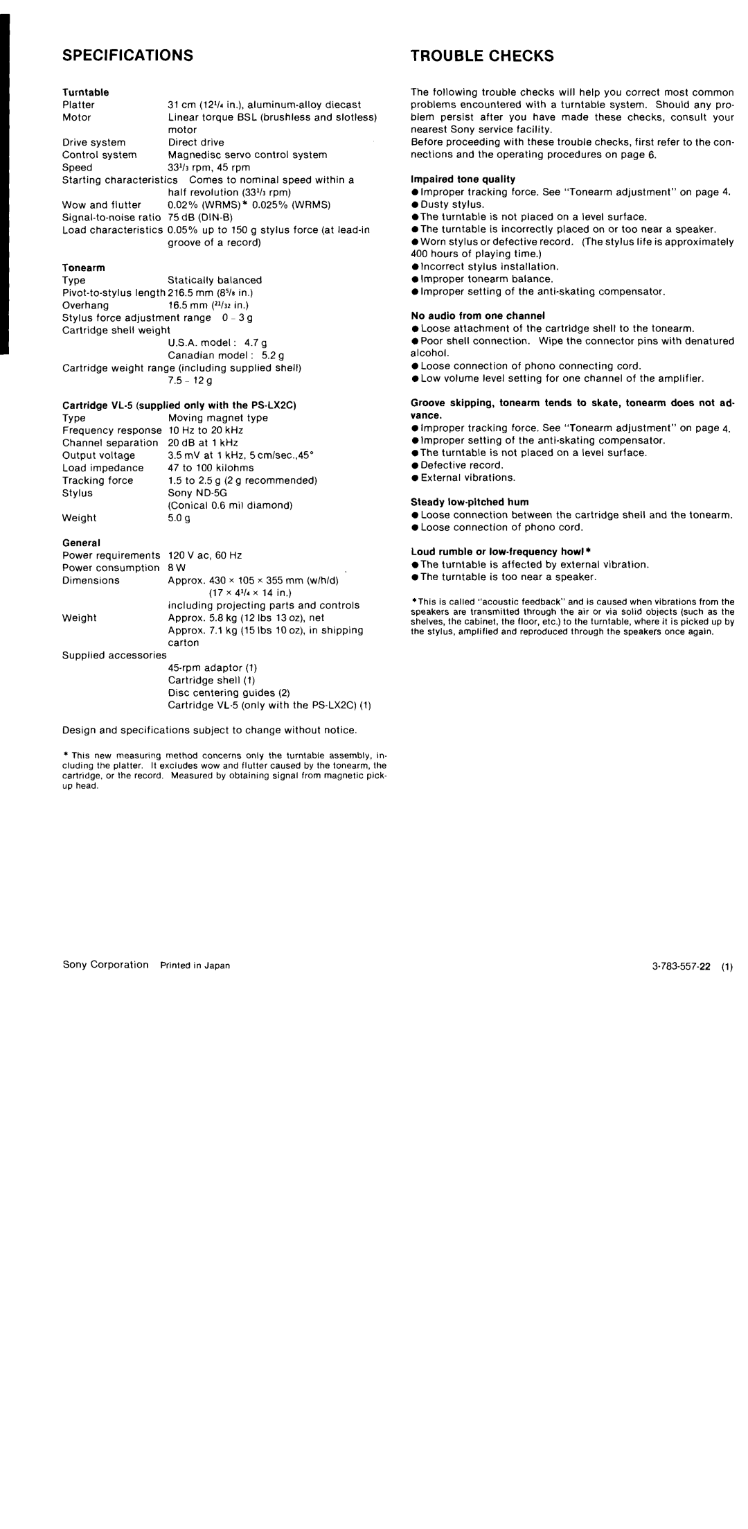 Sony PS-LX2C manual 