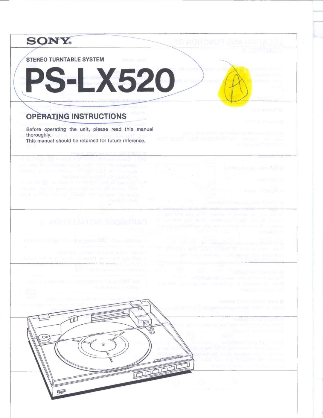 Sony PSLX520 manual 