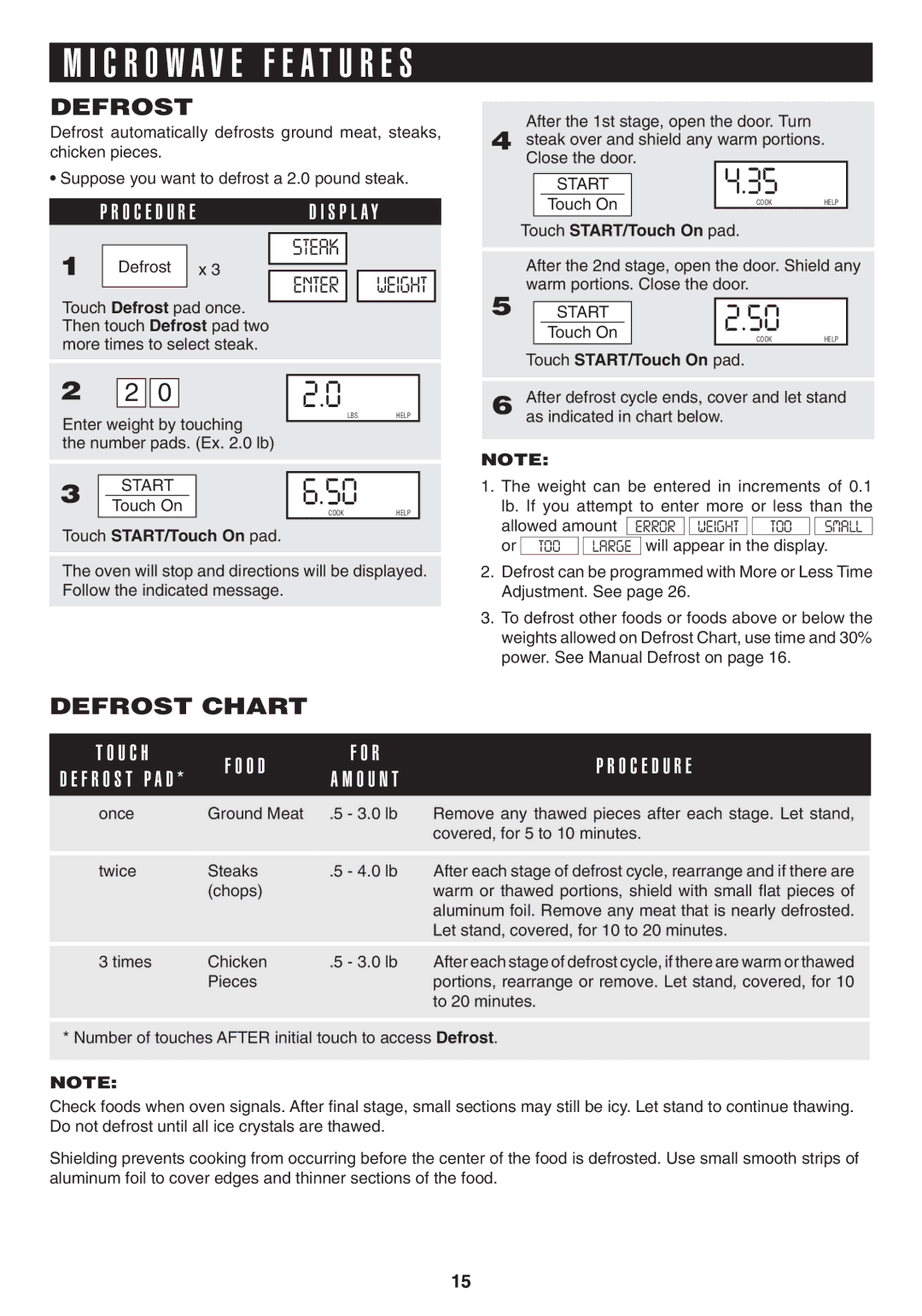 Sony R1880L operation manual Defrost Chart, Allowed amount, Will appear in the display 