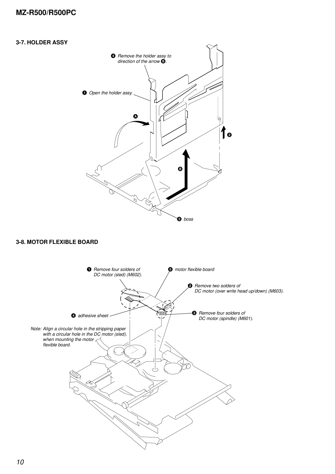 Sony R500PC service manual Holder Assy, Motor Flexible Board 