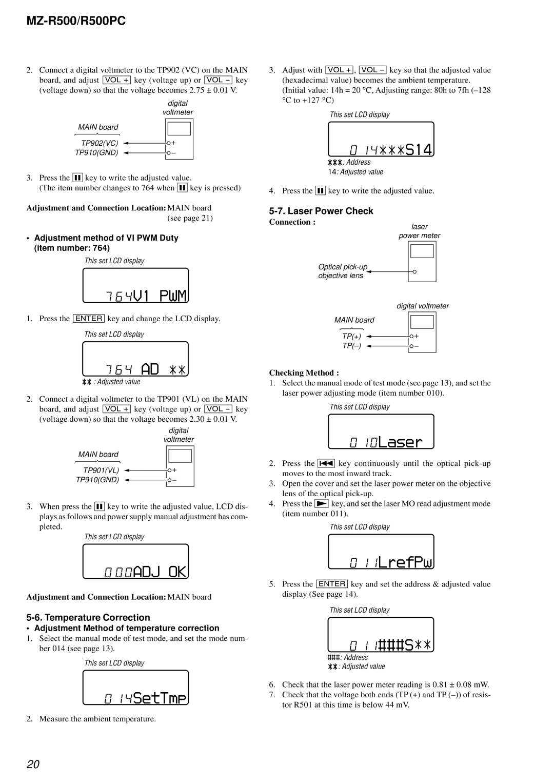 Sony R500PC service manual 64V1 PWM, 14 S14, 10Laser, 00ADJ OK, 14SetTmp, 11###S 