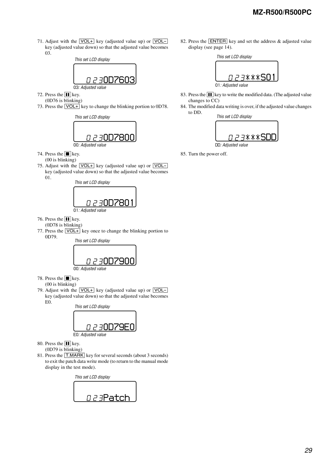 Sony R500PC service manual 230D7603, 230D7800, 230D7801, 230D7900, 230D79E0 