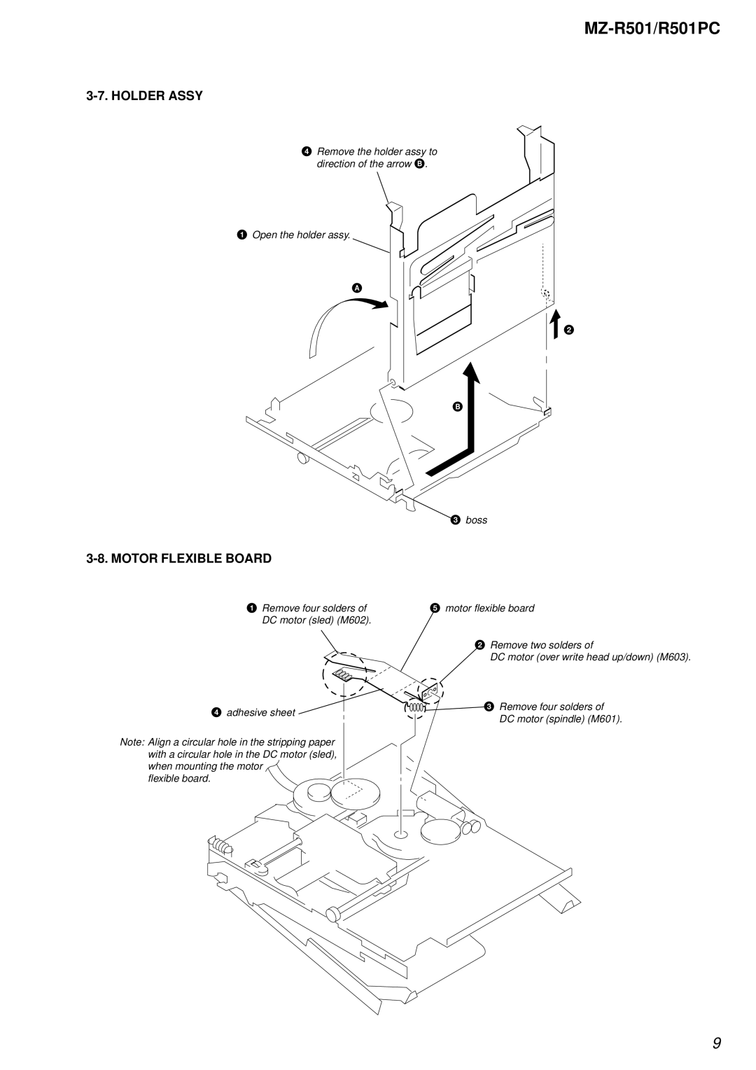 Sony R501PC service manual Holder Assy, Motor Flexible Board 