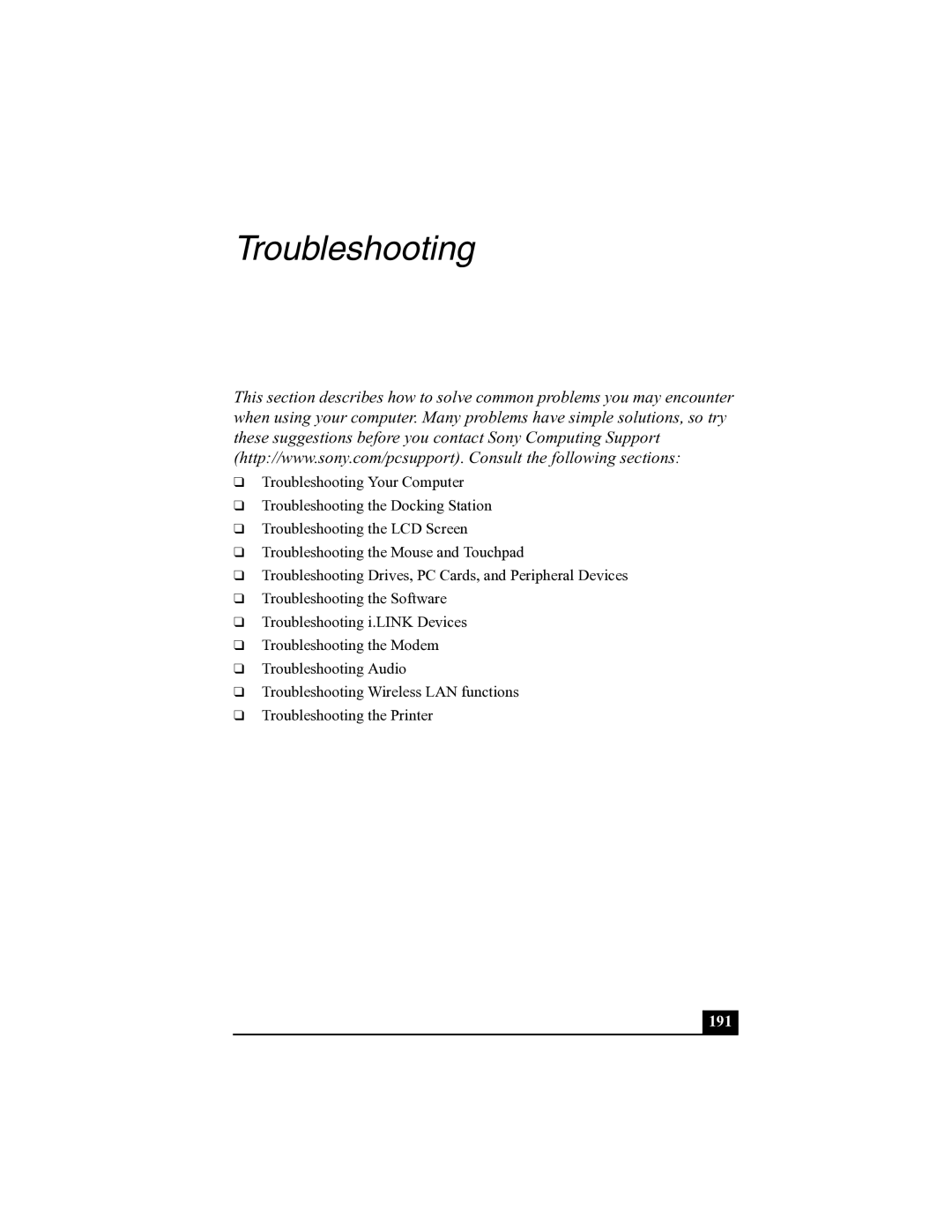 Sony R505 manual Troubleshooting 