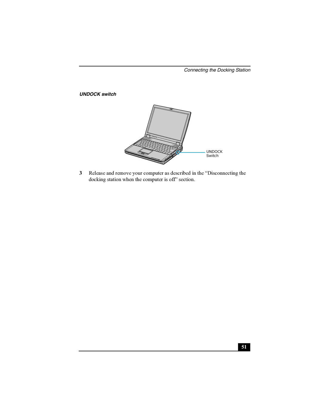 Sony R505 manual Undock switch 